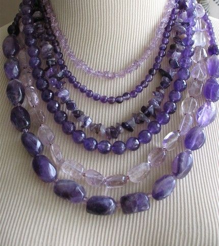 Purple Statement Necklace, Normal Style, Lavender Necklace, Homemade Necklaces, Lavender Amethyst, Pretty Rose, Necklace Amethyst, Necklace Layered, Fun Jewelry