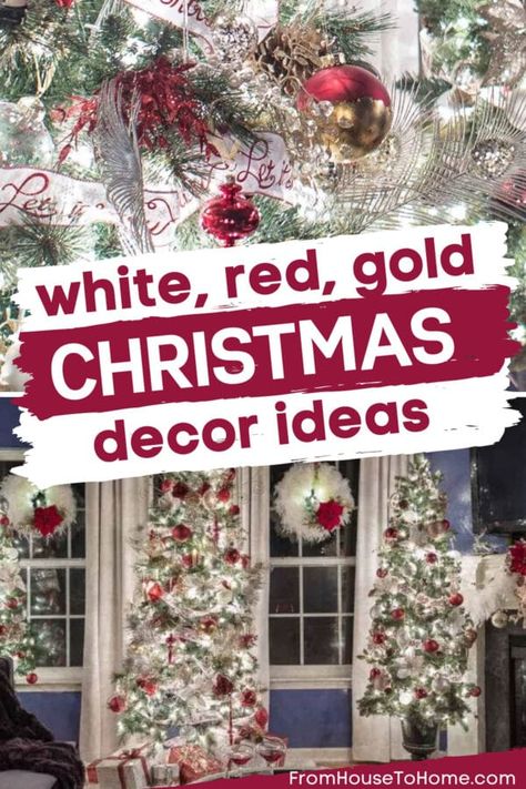 Gold Christmas Home Decor, Home Decor Ideas Christmas, Feather Garland, Gold Christmas Decor, Red And Gold Christmas, Red Gold Christmas, Christmas Home Decor Ideas, Red And Gold Christmas Tree, Gold Christmas Tree Decorations