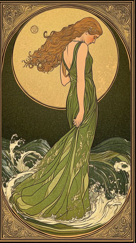 Aquarius: A captivating woman in stunning Ludwig Deutsch style, embodying the mystique and allure of the water bearer with intricate details and vibrant hues. Aquarius Illustration, Aquarius Water Bearer, Aquarius Vibes, The Water Bearer, Aquarius Art, Water Bearer, Aquarius Woman, Intricate Details, Muse