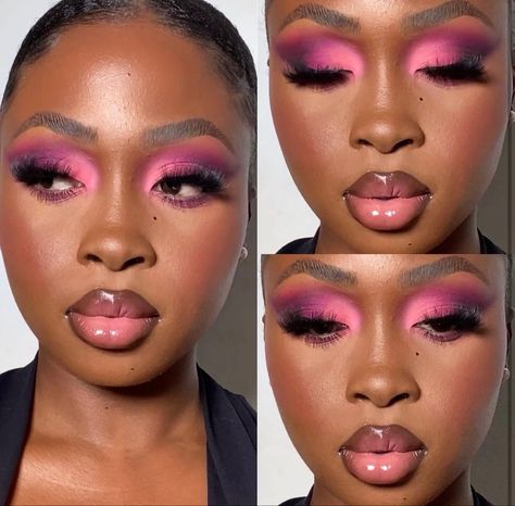 Birthday Makeup Looks, Eyeshadow Ideas, Pink Eye Makeup, Makeup For Black Skin, Barbie Makeup, Brown Skin Makeup, Glam Makeup Look, Dope Makeup, Glamorous Makeup