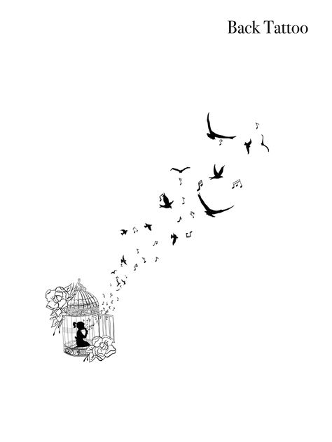 Girl in a bird cage singing. Musical notes transform into flying birds I Know Why The Caged Bird Sings Tattoos, Music Bird Tattoos, Caged Bird Sings, Cage Tattoo, Cage Tattoos, Caged Bird, Simple Tattoos For Guys, The Caged Bird Sings, K Tattoo