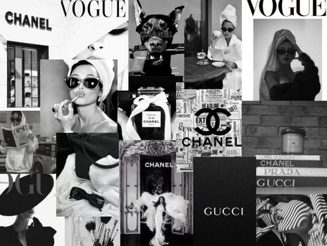 Chanel Wallpaper Laptop, Black And White Collage Wallpaper, White Collage Wallpaper, Black And White Collage, Chanel Wallpaper, Chanel Wallpapers, White Collage, Chanel Aesthetic, Hd Wallpapers For Laptop