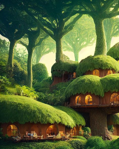 fantasy architecture Fantasy Cottage Interior, Solar Punk, Fantasy Cottage, Farm Village, Fantasy Architecture, Pathway Landscaping, Cool Tree Houses, Medieval World, Fantasy Homes