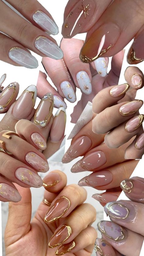 Marble And Gold Nails, Celestial Nails, Nails White, Marble And Gold, Gold Nails, White Nails, White Marble, Marble, Nails