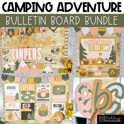 Adventure Bulletin Board, Camping Bulletin Boards, Elementary Classroom Themes, Camping Classroom, Camping Theme Classroom, Adventure Decor, Back To School Bulletin Boards, Adventure Theme, Classroom Decor Themes