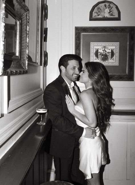 Excited Engagement Photos, James Bond Engagement Photos, Timeless Engagement Pictures, Italian Restaurant Engagement Photos, Old Hollywood Glam Engagement Photos, Classy Engagement Photos Outfits, Date Night Engagement Shoot, Old Money Engagement Shoot, Engagement Photo Styles