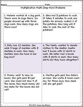 Multi-Step Multiplication Word Problems Worksheets Multistep Word Problems 3rd Grade, 2 Step Word Problems 3rd Grade, Multi Step Word Problems 4th Grade, Multiplication Word Problems 4th Grade, Multiplication Word Problems 3rd Grade, Two Step Word Problems, Word Problems 3rd Grade, Math Worksheets For Kids, 3rd Grade Words