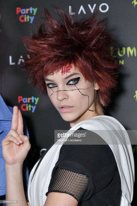 Gaara Costume, Short Hair Halloween Costumes Women, Annual Halloween Party, Short Red Hair, Red Tattoo, Palvin Barbara, Spiked Hair, Cut Clothes, Gabrielle Union