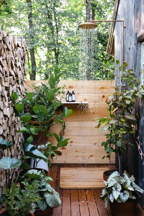 The Lost Kitchen, Lost Kitchen, Outdoor Bathroom Design, Outdoor Bath, Outdoor Sauna, Outdoor Bathrooms, The Mill, Outdoor Shower, Cabins In The Woods