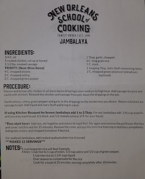 New Orleans School of Cooking - Jambalaya New Orleans Cooking School Recipes, New Orleans School Of Cooking Recipes, Best Jambalaya Recipe New Orleans, Authentic Jambalaya Recipe Louisiana, Yard House Jambalaya Recipe, New Orleans Jambalaya Recipe, Jumbalia Recipe Sausage Jambalaya Easy, New Orleans School Of Cooking, Justin Wilson