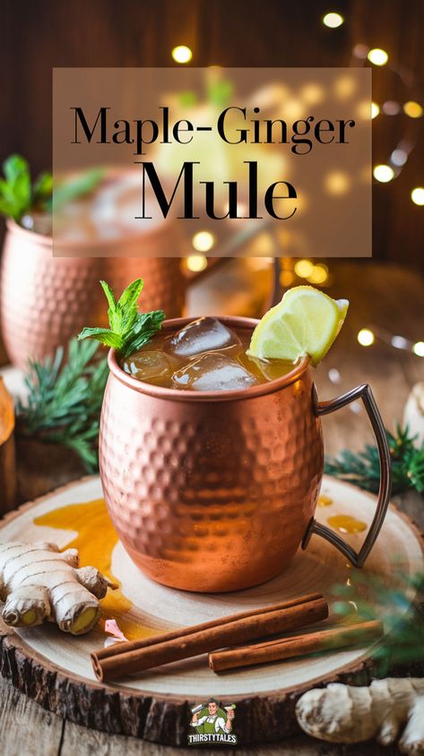 "Discover the perfect Maple-Ginger Mule Mocktail Recipe for a refreshing twist on fall cocktails! This delightful non-alcoholic drink combines the warmth of maple syrup with zesty ginger beer, making it an ideal choice for any occasion. Explore more mocktail recipes that celebrate the flavors of the season. Cheers to delicious Maple Ginger Mule, your go-to for festive gatherings! Perfect for those seeking tasty ginger beer recipes and maple syrup drinks. Enjoy a cozy sip this fall!" Ginger Ale Cocktail Recipes, Mocktail Ginger Beer, Ginger Beer Mocktail Non Alcoholic, Drinks With Ginger Beer, Alcoholic Drinks With Ginger Ale, Ginger Beer Mocktail Recipe, Mule Mocktail Recipe, Ginger Drink Recipe, Ginger Ale Drinks