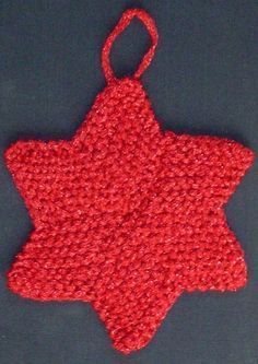 Knitting Christmas Ornaments, Knit Ornament Pattern, Christmas Knitting Projects, Six Pointed Star, Knit Christmas Ornaments, Knitted Christmas Decorations, Knitting Christmas, Christmas Knitting Patterns Free, Holiday Knits