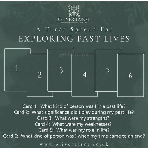 @mysticwitchofthemoon on Instagram: "Exploring past lives spread by @olivertarot . . . . #wiccansofinstagram #witchlife #witchesofinstagram #witch #witchcraft #wicca #wiccan #pagan #spiritual #spiritualawakening #Spirituality #witchessociety #witchytips #magic #babywitch #beginnerwitch #tarot #tarotreadersofinstagram #tarotspread #oracle #oraclespread #divination" Life Tarot Spread, Thoth Tarot, Spreads Tarot, Tarot Reading Spreads, Finding Meaning In Life, Learning Tarot, Learning Tarot Cards, Free Tarot Reading, Tarot Card Spreads