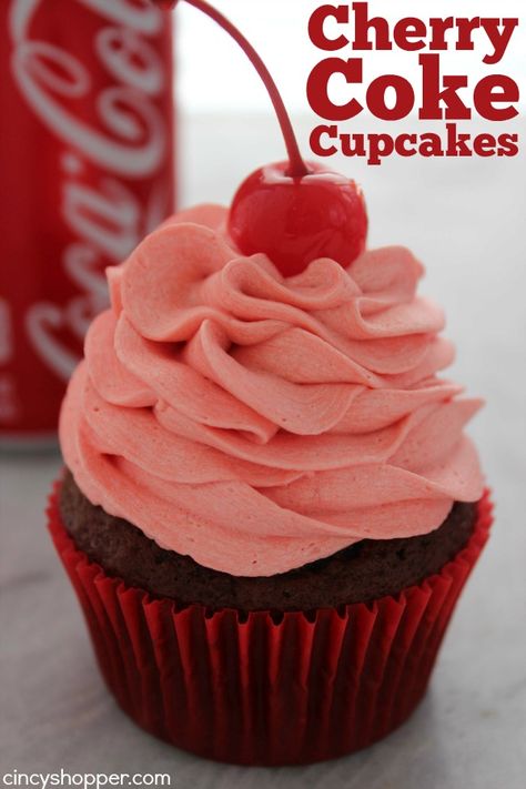 Coke Cupcakes, Cherry Coke, Cupcake Flavors, Yummy Cupcakes, Dessert Cupcakes, Recipes Vegetarian, Savoury Cake, Frosting Recipes, Yummy Food Dessert