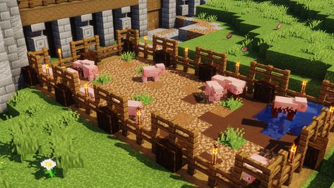 Muddy Pig Farm : Minecraft Pig Farm Minecraft, Chalet Minecraft, Villa Minecraft, Farm Minecraft, Construction Minecraft, Minecraft Pig, Minecraft Decoration, Rumah Minecraft Sederhana, Minecraft Farm