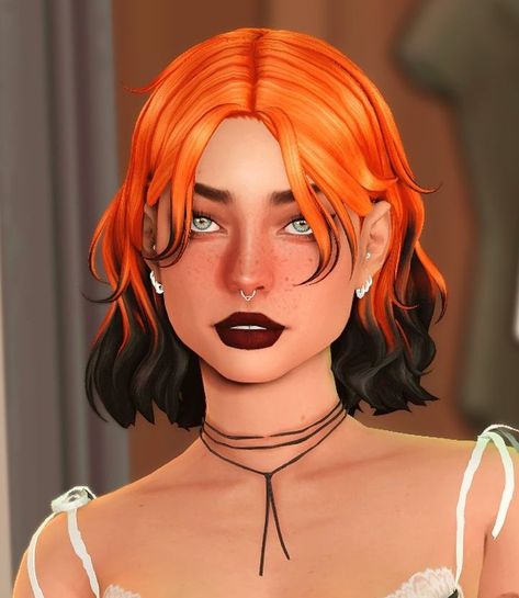 Sims 4 Cc Maxis Match Dyed Hair, Sims 4 Lesbian Hair, Sims 4 Orange Hair, Sims 4 Character Inspiration, Clumsy Alien Sims 4 Cc Hair, Sims 4 Dyed Hair Maxis Match, Sims 4 Cc Hair Colours, Sims 4 Cc Short Curly Hair Alpha, Sims4 Character Ideas