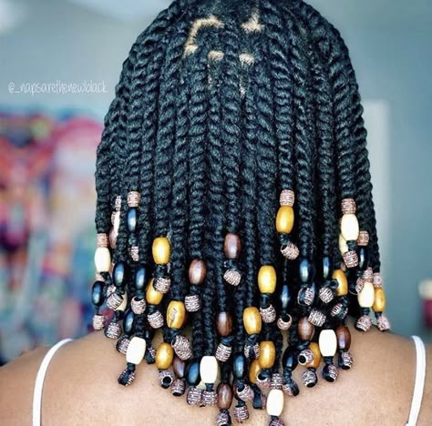 Twist With Beads, Stretched Hair, Short Twists, Hair Twists, Marley Hair, Natural Hair Twists, Mini Twists, Hair Twist, Twist Styles