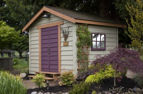 Painted Garden Sheds, Garden Shed Kits, Cottage Garden Sheds, Painted Shed, Shed Makeover, Backyard Storage Sheds, Shed Construction, Backyard Storage, Large Sheds