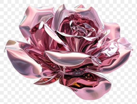 3d Png Aesthetic, Chrome Png, Metal Flower Art, Balloon Heart, Brooch Design, 3d Chrome, Navigation Design, Png Elements, Flower 3d