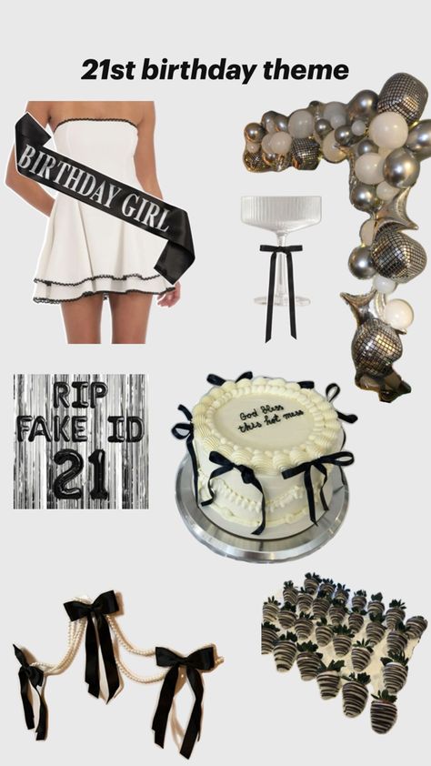 21st birthday!! ideas and theme black and white and silver 21st Party Themes, 21st Birthday Ideas, 21st Birthday Themes, 15th Birthday Party Ideas, Birthday Party Checklist, 18th Birthday Party Themes, 25th Birthday Cakes, 21st Bday Ideas, Happy Birthday Decor