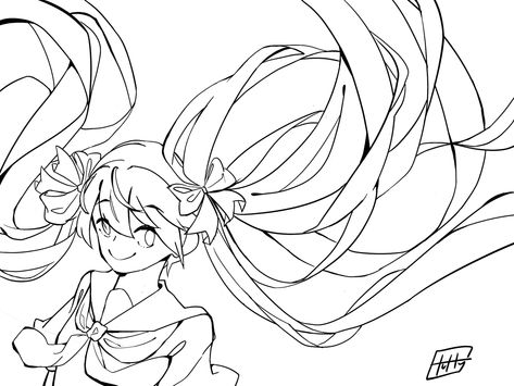 I made this lineart for everyone :>❤️ Please don’t repost without link 😘 Hatsune Miku, Art Work, For Everyone, Humanoid Sketch, Animals, Art