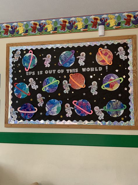 Places I Go, Space, Bulletin Board Ideas Space Bulletin Board Ideas, August Bulletin Board Ideas, August Bulletin Board, August Bulletin Boards, Space Bulletin Boards, Daycare Bulletin Boards, Toddler Bulletin Boards, World Bulletin Board, Space Theme Classroom