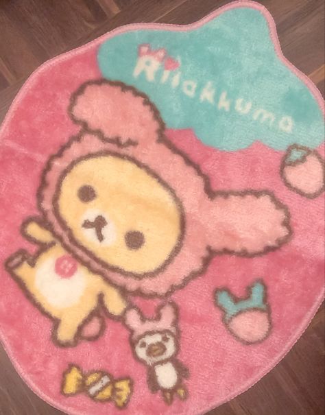 strawberry korilakkuma floor room mat rug Strawberry Rug, Kawaii Rug, Room Mat, Diy Rug, Aesthetic Photos, Mat Rugs, Pot Holders, Floor Mats, Carpet