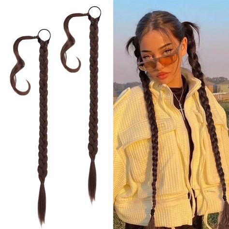 Brown Braided Ponytail, Braided Ponytail Extension, Long Braided Ponytail, Long Sleek Hair, Waterfall Braid Hairstyle, Track Meet, Guest Hair, Hairpieces For Women, Editorial Hair