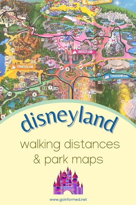 Learn just how far you might walk on your Disneyland vacation. Park maps and a printable neighborhood walk bingo will help you be prepared to put in the miles. From GoInformed.net Adventure Land Disneyland, Disneyland Map 2023, Disneyland Map Printable, Disney Rides By Park, Disneyland Printables, Disneyland Plan, Disneyland Maps, Map Of Disneyland, Downtown Disney California