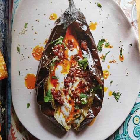 How To Cook Aubergine, Aubergine Recipe, Harissa Recipes, Spiced Butter, Harissa Paste, Sweet Potato Pancakes, Bbc Good Food, Eggplant Recipes, Bbc Good Food Recipes