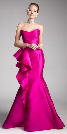 Strapless Mermaid Dress, Prom Glam, Hot Pink Prom Dress, Cinderella Divine, Most Beautiful Wedding, Most Beautiful Wedding Dresses, Dress With Ruffles, Mermaid Style, Mermaid Fashion