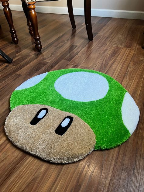 Nintendo Room, Tufting Diy, Graphic Rug, Funky Rugs, Affordable Area Rugs, Mushroom Head, Rug Inspiration, Cute Bedroom Decor, Diy Rug