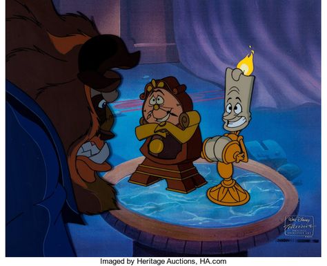 Cogsworth And Lumiere, Beauty And The Beast French Movie, Beauty And The Beast Movie Scenes, Cel Animation, Bell From Beauty And The Beast Live Action, Beast Movie, Disney Sidekicks, Enchanted Christmas, Beauty And The Beast Tv Show 1987