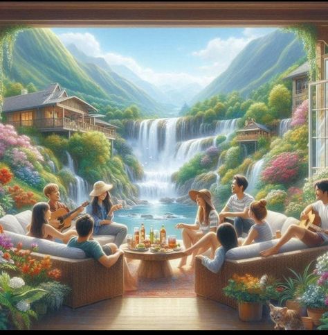 Jw Pictures Beautiful, Jw Pictures Paradise, Jehovah Witness Paradise, Paradise Scenes Jw, Jw New World Pictures, Jw Gods Kingdom, Jw Paradise, Beautiful Scenery Paintings, Jehovah Paradise