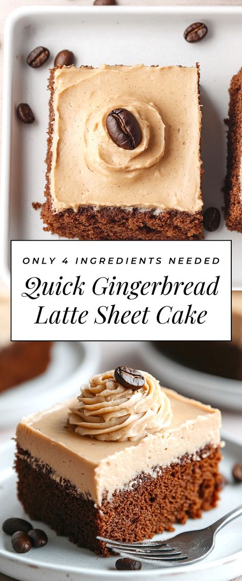 Image for Quick Gingerbread Latte Sheet Cake 9x9 Cake Recipe, Gingerbread Tres Leches Cake, Gingerbread Latte Cake, Hermit Cake Recipe, Gingerbread Sheet Cake, December Cakes Birthday, Winter Sheet Cake, Winter Cake Flavors, Winter Cake Recipes