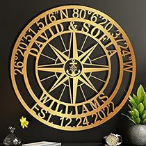 Compass Decoration, Compass Decor, Gps Coordinates Sign, Compass Wall Decor, Boat Lake, Lake House Signs, Engraving Ideas, Nautical Compass, Last Name Sign