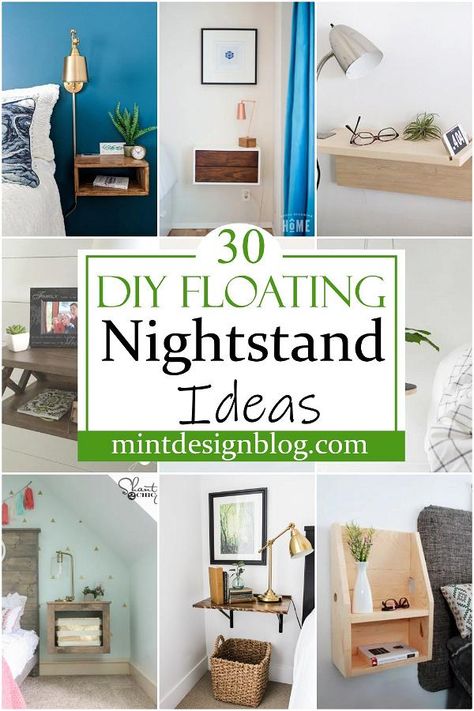 DIY Floating Nightstand Ideas 2 No Room For Bedside Table, Wall Mounted End Tables Night Stands, Narrow Nightstand Ideas Diy, Side Table For Small Bedroom, Bed Side Shelf Floating Nightstand, No Space For Bedside Table Ideas, Floating Bedroom Side Tables, Floating Shelves As Nightstand, Diy Small Bedside Table