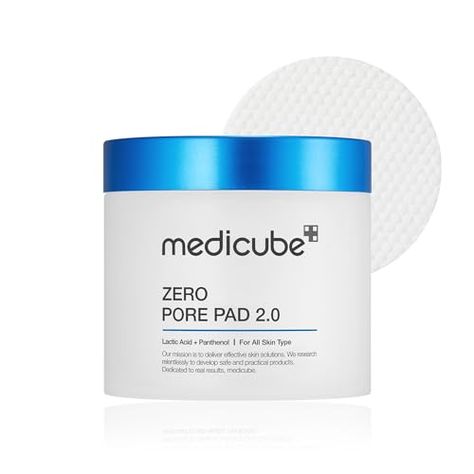 Medicube Zero Pore Pads 2.0 - Dual-Textured Facial Toner Pads for Exfoliation and Minimizing Pores with 4.5% AHA Lactic Acid & 0.45% BHA Salicylic Acid - Ideal for All Skin Types - Korean Skin Care Medicube Zero Pore Pad 2.0, Medicube Toner Pad, Toner Pads Korean, Korean Toner Pads, Barang Makeup, Yesstyle Products, Dream Skincare, Minimizing Pores, Skincare Wishlist