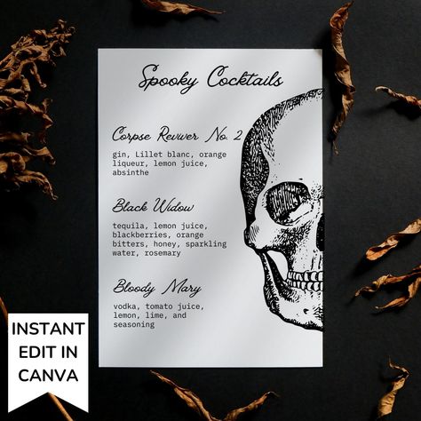 Editable Halloween Cocktail Menu Template, Adult Halloween Party Decor Printable, Customizable Drink Sign, Gothic Party DIY Bar Sign Wedding Halloween Menu Design, Diy Bar Sign, Bar Signs Diy, Bar Sign Wedding, Cocktail Station, Gothic Party, Halloween Bar, Bar Cart Print, Halloween Cocktail