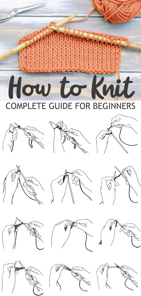 How to Knit: The Basics How To Knit Stitch Step By Step, How To Knit A Scarf Step By Step, How To Cast On Knitting, Knitting For Beginners How To Start, Knit Cheat Sheet, Basic Knitting Stitches, How To Start Knitting Step By Step, Learning To Knit Beginners Step By Step, Learn To Knit Beginners Step By Step