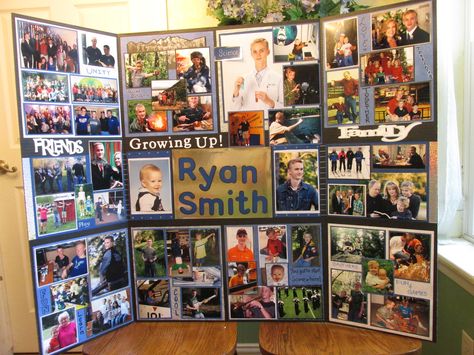 Graduation Tri-fold board Tri Fold Graduation Board Ideas, Graduation Tri Fold Board Ideas, Senior Trifold Board Ideas, Graduation Party Photo Display, Graduation Memory Board, Party Photo Display, Graduation Poster Boards, Senior Poster Board Ideas, Graduation Picture Boards