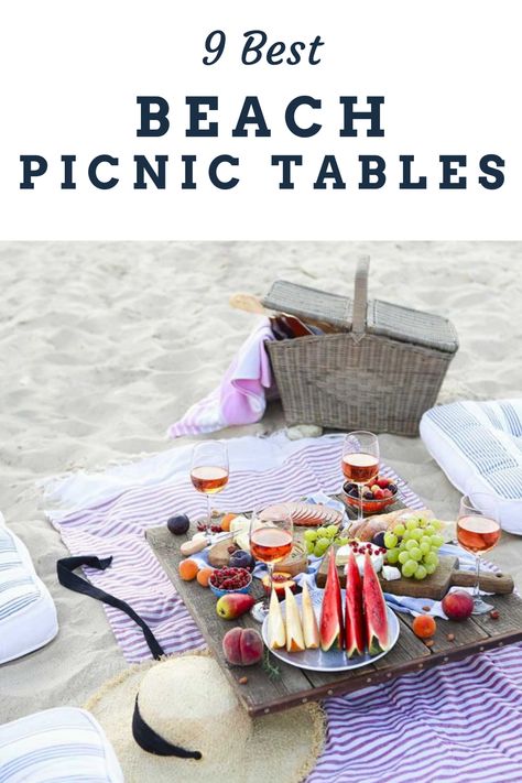 Portable Beach Table, Diy Beach Table Portable, Beach Picnic Setup, Beach Tables, Picnic Cheese Board, Lakeside Picnic, Foldable Picnic Table, Lake Lifestyle, Portable Picnic Table