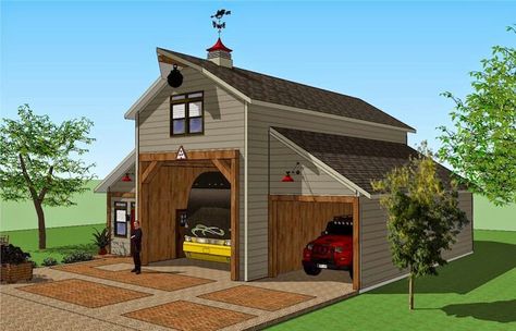 Barn Cabin Storage Shed Ideas, Rv Port, Garage Redo, Carport Design, Garage With Living Quarters, Unusual Houses, Rv Carports, Carport Ideas, Hay Storage