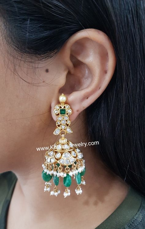 Jadtar Earrings, Uncut Diamond Earrings, Swathi Reddy, Gold Buttalu, Diamond Earrings Indian, Diamond Gold Earrings, Ear Tops, Temple Jewellery Earrings, Indian Diamond Jewellery