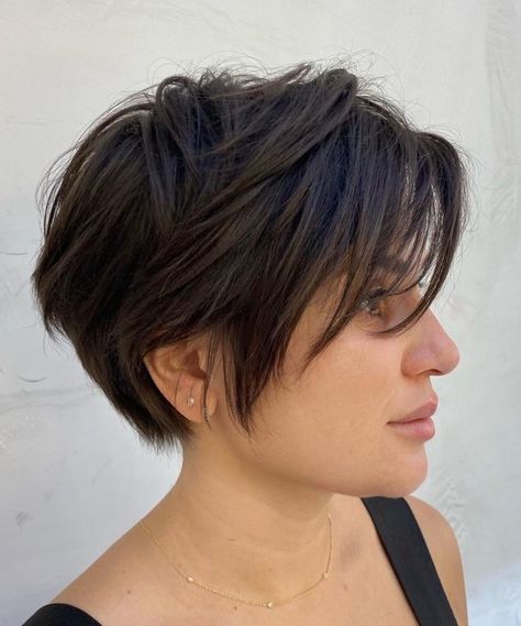 Short Haircuts Wavy Thick Hair, Long Pixie Haircut For Thick Hair Messy, Long Textured Pixie Haircut, Wash And Go Pixie Haircut, Ear Length Hair With Layers, Long Pixie Bob, Haircut Inspo, Short Sassy Haircuts, Sassy Haircuts