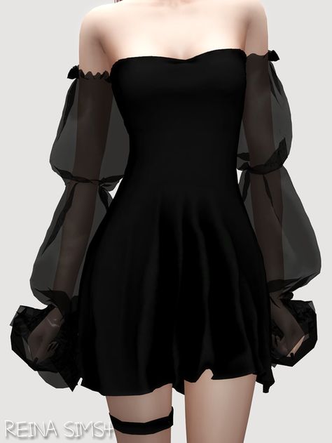 May Gothic Dress | Reina Sims4 on Patreon Sims 4 Black Dress, Sims 4 Cc Goth, Look Grunge, The Sims 4 Packs, Sims 4 Expansions, Sims 4 Dresses, Sims 4 Characters, Sims4 Clothes, Sims Four