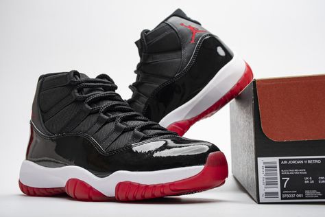 Jordan 11 Red, Air Jordan 11 Bred, Jordan 11 Outfit, Jordan 11 Bred, Fake Shoes, Sneakers Jordan, Cheap Sneakers, Black Jordans, Air Jordan 11 Retro