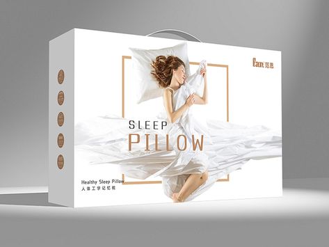 Pillow packing by sandy jiang Mattress Packaging Design, Cushion Packaging Ideas, Pillow Packaging Design Inspiration, Bedding Packaging Design, Pillow Packaging Design, Bedding Packaging, Pillow Packaging, Luxury Packaging Design, Elevated Bed