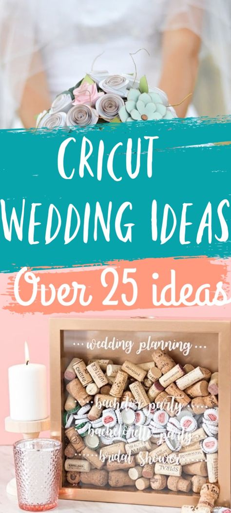 Plan the wedding of your dreams and make it more custom than ever with these DIY Cricut wedding ideas. Cricut / Cricut Projects / DIY Wedding / Cricut Wedding Ideas / DIY Wedding IDeas via @clarkscondensed Wedding Ideas With Cricut Maker, Wedding Decor Made With Cricut, Wedding Diy Circuit, Wedding Ideas Using Cricut, Wedding Favors Made With Cricut, Wedding Favors With Cricut, Diy Wedding Projects Craft Ideas, Cricket Diy Wedding, Cricut Projects For Wedding Decor