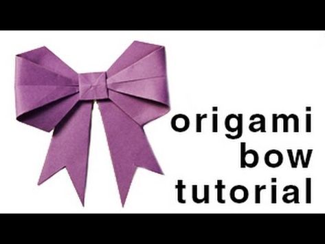 Kawaii Origami, Origami Kutu, Origami Ribbon, Ribbon Bow Tutorial, Paper Bows, Paper Kawaii, Origami Ball, Origami Videos, Folding Origami